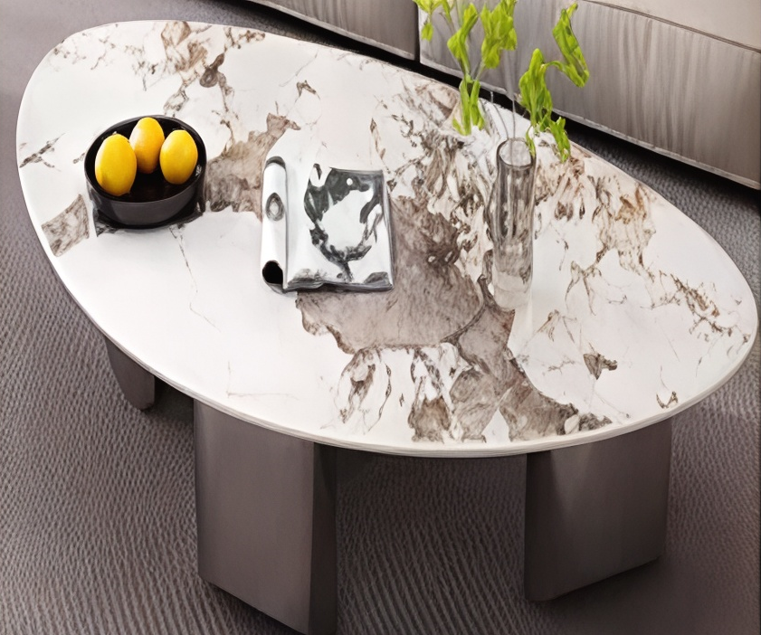 [CT-07] 1 PCS STONE TOP OVEL CENTER TABLE - 130*70*40  - CT-07
