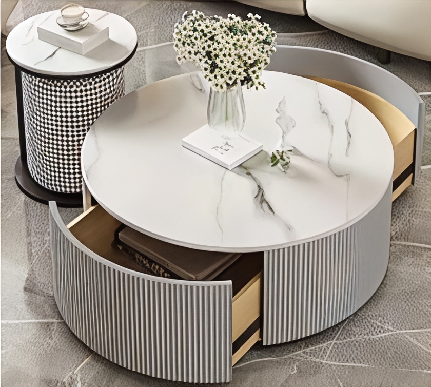 [CT-03] 2 PCS CENTER TABLE ROUND - 80*32 & 40*50 CENTER TABLE  - CT-03
